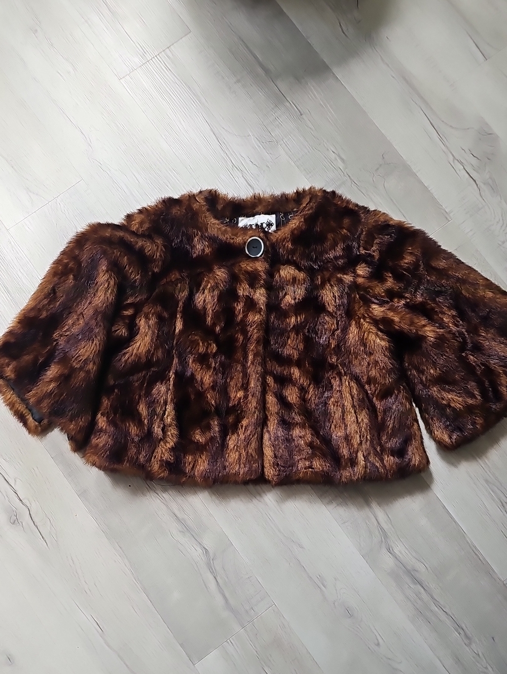 Live a Little Girls Faux Fur Coat in Rich Brown
